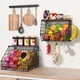 thumbnail image 4 of Frutero Cesta de frutas para mostrador de cocina Cesta colgante apilable montada en la pared Cesta de alambre con tapa de madera con ganchos para colgar plátanos, cesta de cebolla, almacenamiento de, 4 of 5
