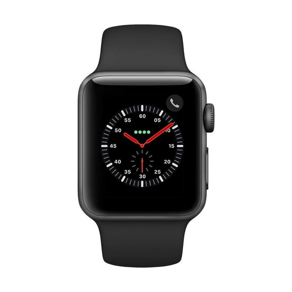 Restored Apple Watch Series 3 38mm GPS Cellular, Space Gray Aluminum Case - Black Sport Band (Refurbished)