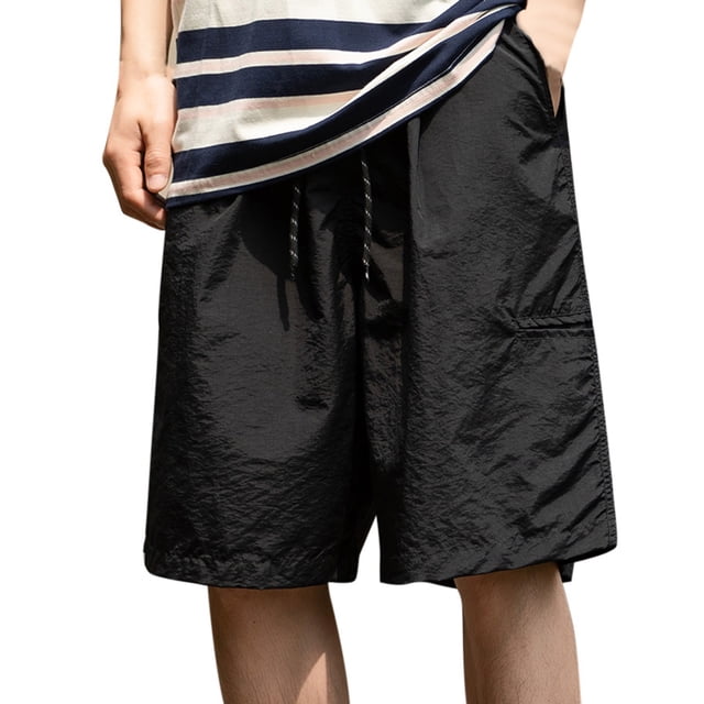 pstuiky Pantalones cortos deportivos para hombre, Pantalones cortos casuales de cintura elástica de color sólido a la moda para hombre Pantalones cortos cargo