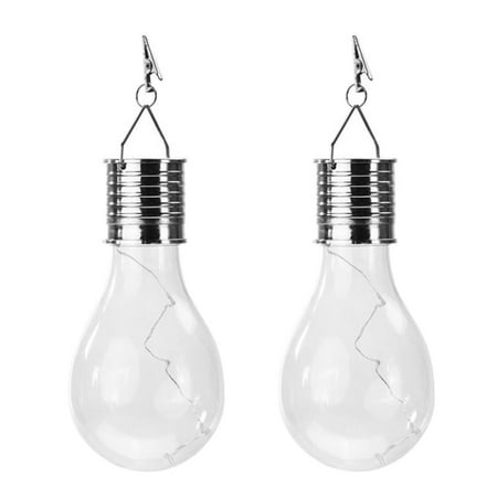 

2pcs Solar Powered Glass Bulb LED Copper Wire Lights Outdoor Hanging Lamp Bulb for Garden Patio Yard (Transparent Warm White)
