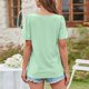 thumbnail image 4 of Gibobby Playera Manga Corta para Mujer Blusa informal manga corta con cuello cuadrado y cuello cuadrado para mujer(Verde de menta,G), 4 of 5