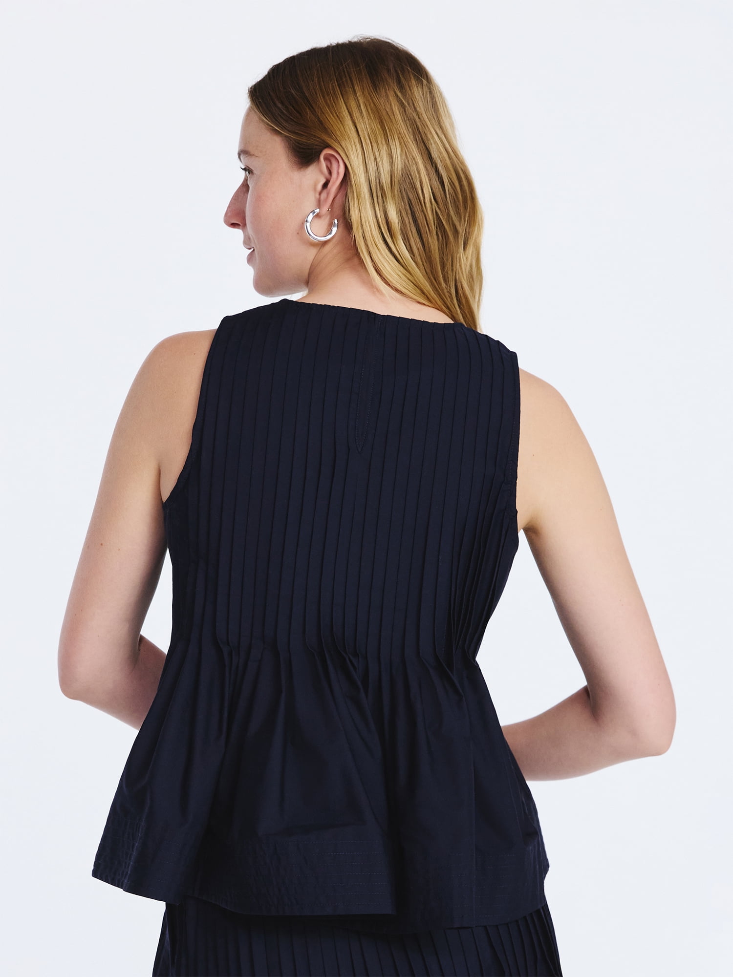 Free Assembly Women's Sleeveless Pintuck Peplum Top, Sizes XS-XXL