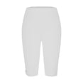 thumbnail image 3 of Ixbnca Plus Size Capri Leggings for Women Biker Stretchy Casual Knee-Length Short Pants Solid Color Yoga Shorts, 3 of 5