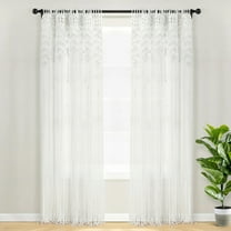 Lush Decor Boho Macrame Leaf Cotton Window Curtain/ Room Divider/Wedding Backdrop/Wall White Single 40X84