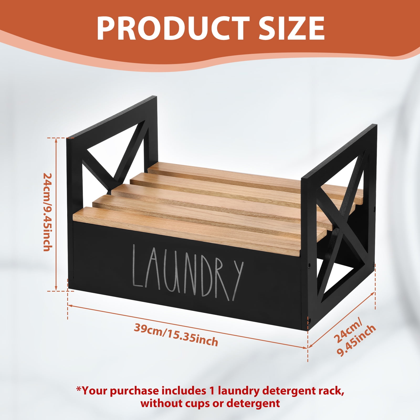 LINFANG Wooden Laundry Detergent Holder Easy Assembly Liquid Soap Storage Organizer Liquid Detergent Stand for Household Cleaning Supplies