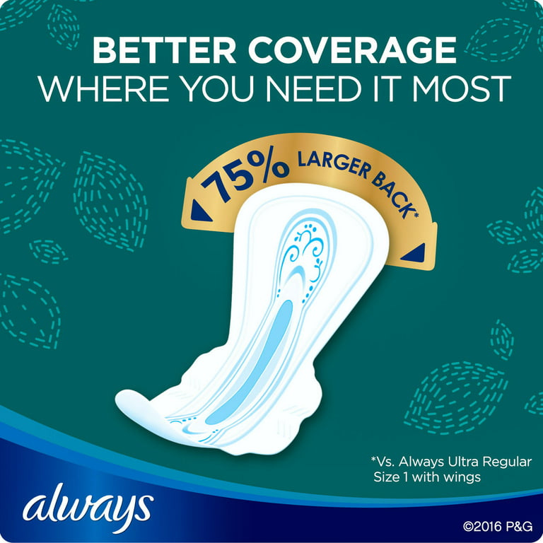 Always Ultra Thin Size 5 Extra Heavy Overnight Pads With Wings (72