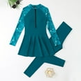 thumbnail image 4 of HXWCHs Modest Zip Swim Set - Two-Piece, Long Sleeve Pants Sun Guard Outfit Green M, 4 of 8