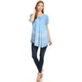 thumbnail image 5 of Sakkas Marzia Women's Loose Fit Short Sleeve Casual Tie Dye Batik Blouse Top Tunic - SkyBlue - One Size, 5 of 5