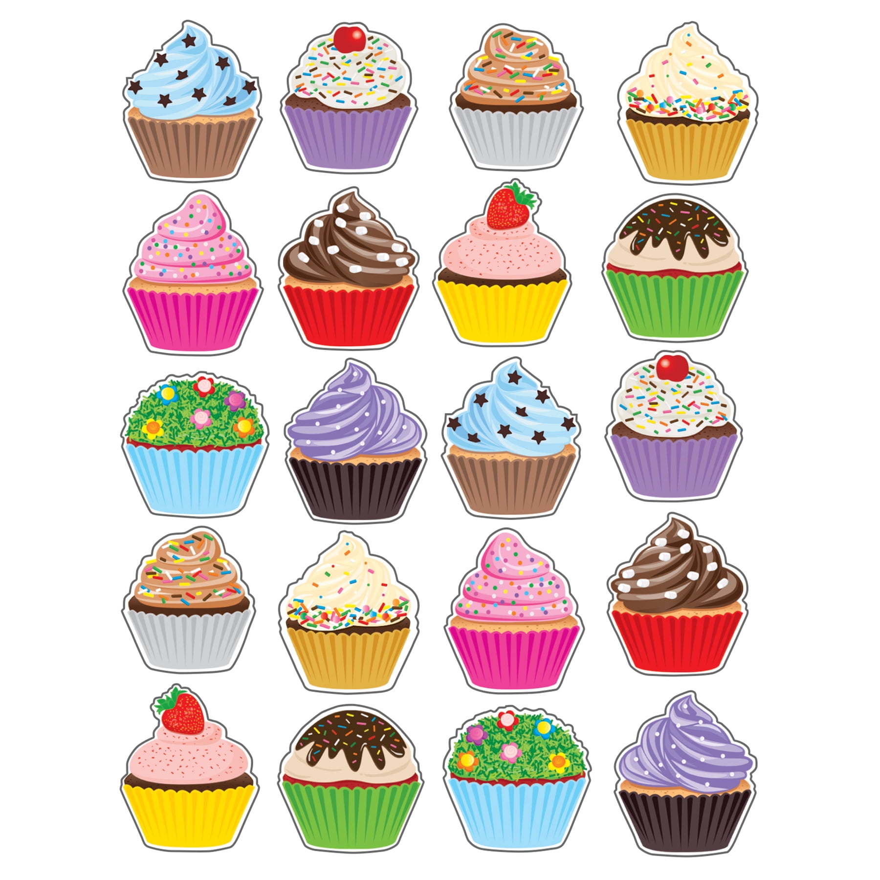 Teacher Created Resources Cupcakes Stickers, 120 Per Pack, 12 Packs