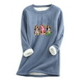 thumbnail image 2 of Hauts Grande Taille pour Femmes Col Rond Poche Épaissie en Peluche Chaude Manches Longues Blouses en Liquidation, 2 of 5