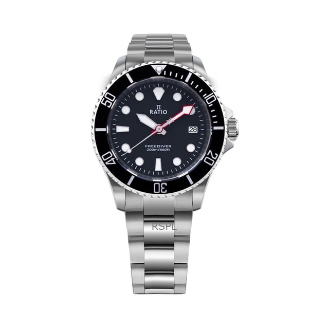 Ratio FreeDiver Saphir Acier Inoxydable Cadran Noir Quartz RTF031 200 m Montre pour Homme