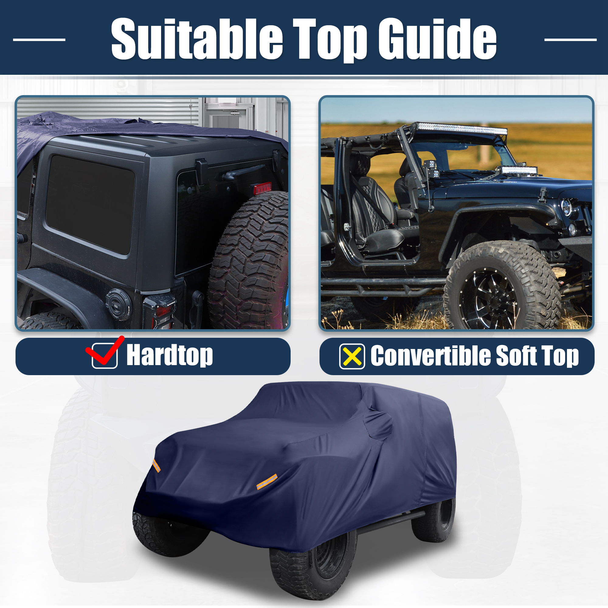 Unique Bargains SUV Car Cover for Jeep Wrangler JK JL 4 door 2007-2021 Sun Protection