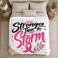 thumbnail image 5 of Stronger Than Storm Breast Cancer Awareness Motivational, Cozy Typography Art Scene, Warm Flannel Blanket for Living Room and Reading Nook, Art Lovers Encouragement Gift, Artistic Home Decor, 5 of 9