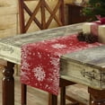 thumbnail image 3 of Christmas Snowflake Red Table Runner 108 inches Long Pine Tree Holly Berry Waterproof Farmhouse Table Cloth Holiday Kitchen Dining Table Decoration for Indoor Outdoor Home Party Coffee Decor, 3 of 6