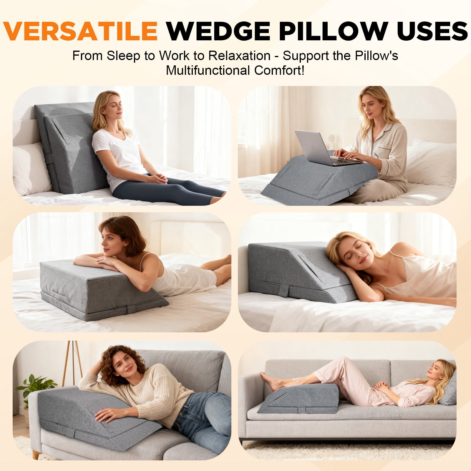 AMTPM Leg Elevation Pillow, Adjustable Height 45° Ergonomic Wedge Pillow with Cooling Memory Foam, for Leg Swelling, Post Surgery, Back Support