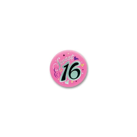 Beistle 2" Sweet 16 Satin Button BN037