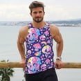 thumbnail image 6 of Lsque Skull colorful mushroom Pattern Mens Tank Tops Muscle Athletic Quick Dry Sleeveless Workout Fitness T Shirts Beach Tank Top, Loose-fit Sleeveless Shirt for Men-Large, 6 of 7