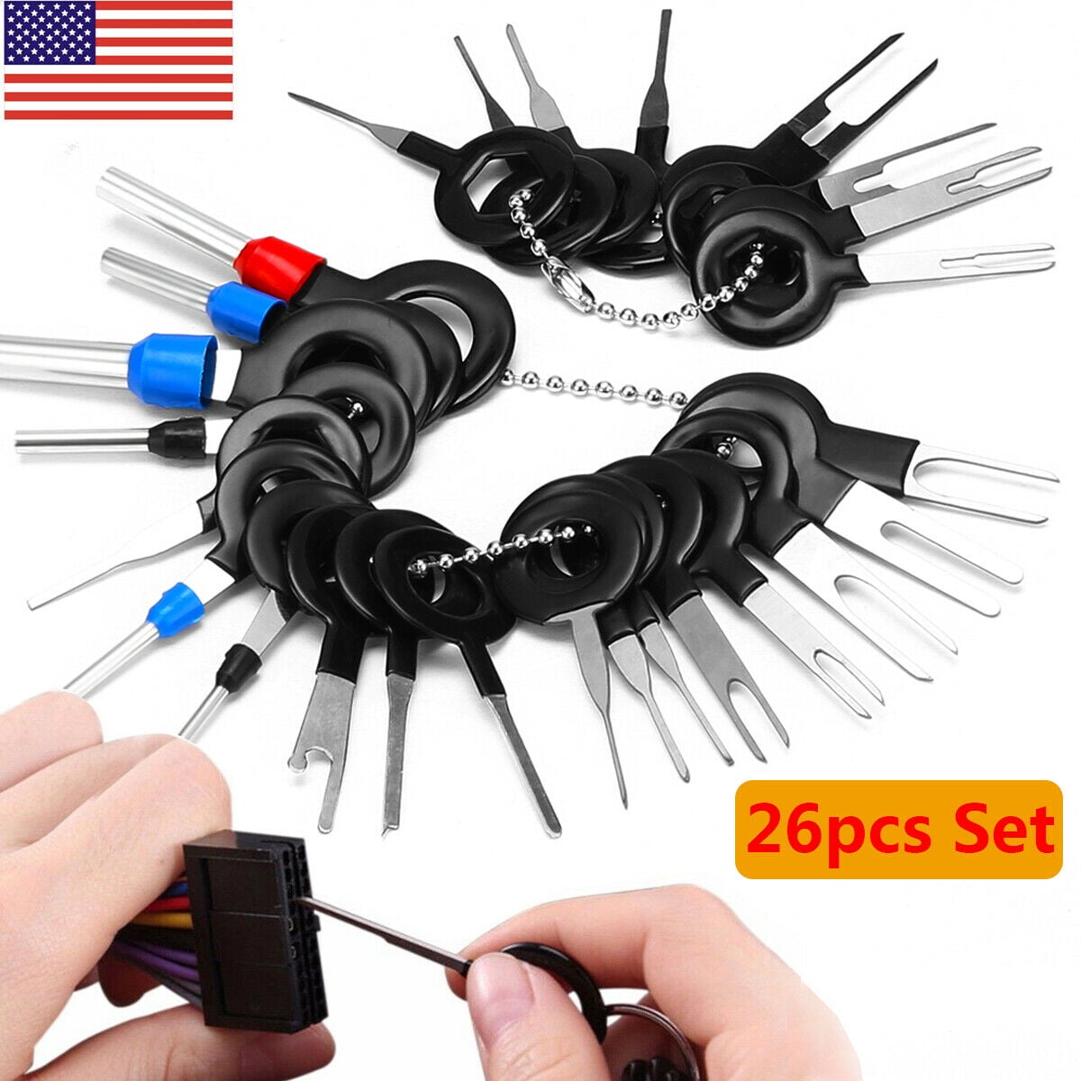 26Pcs Car Terminal Removal Tool Set Wire Connector Pin Release Extractor Puller