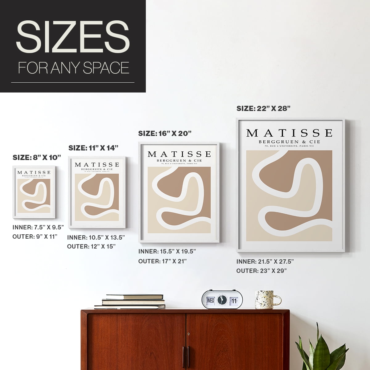 Matisse CCCXLVI in White Solid Wood 22 x 28 Framed Print