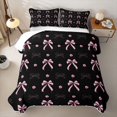 thumbnail image 2 of Erosebridal Princess Bow-tie Twin Quilt Set for Girls, Black Pink Blossoms Flower Twin Coverlet Set, 2-Piece, 2 of 7