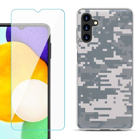 Slim-Fit TPU Fashion Phone Case for Samsung Galaxy A13 5G with Tempered Glass Screen Protector by OneToughShield ® - Digital Camo
