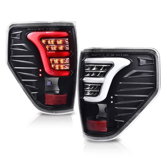 Fit For Ford F150 2009-2014 Smoked/Black Rear LED Tail Light Brake Parking Lamps