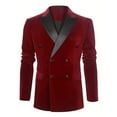 thumbnail image 4 of Xzbqbs Mens Velvet Blazer Dress Double Breasted Tuxedo Blazer Slim Fit Peaked Lapel Suit Jacket for Wedding Prom Dinner Party, 4 of 7