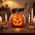 thumbnail image 2 of Tryvkinvive Skull Light Up Pumpkin Decor,Halloween Jack O Lantern LED Lamp,Tabletop Ornament Halloween Decoration for Indoor Home,Haunted House & Party Decor, 2 of 8