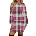 thumbnail image 3 of Women's Casual Dress Long Sleeve Round Neck Solid Color Classic Fit Midi Dress for Spring Fall Daily Wear,Purple Pink,S, 3 of 6