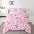 thumbnail image 1 of Erosebridal Spring Pink Flower Bedding Comforter Set, Botanical Floral Down Comforter, Leaves Home Decor, Reversible 2 Pieces, 1 of 8