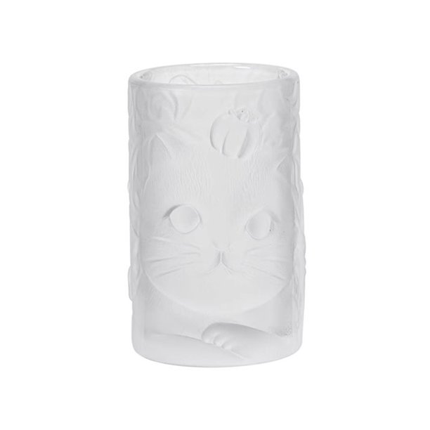 Vaso pequeño de vidrio esmerilado, bonito vaso con relieve de gato caqui for leche, zumo y té, 120 ml