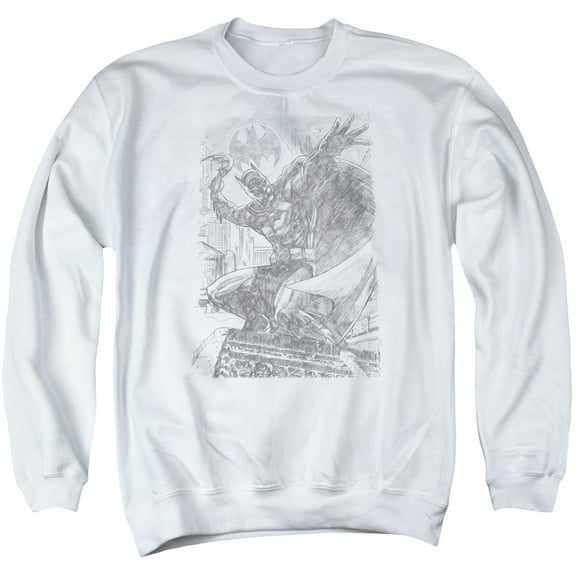 Batman Pencil Batarang Throw Adult Crewneck Sweatshirt White
