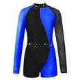 thumbnail image 3 of iEFiEL Girls Contrast Color Long Mesh Sleeve Gymnastic Leotard Ballet Dance Training Jumpsuit, 3 of 6