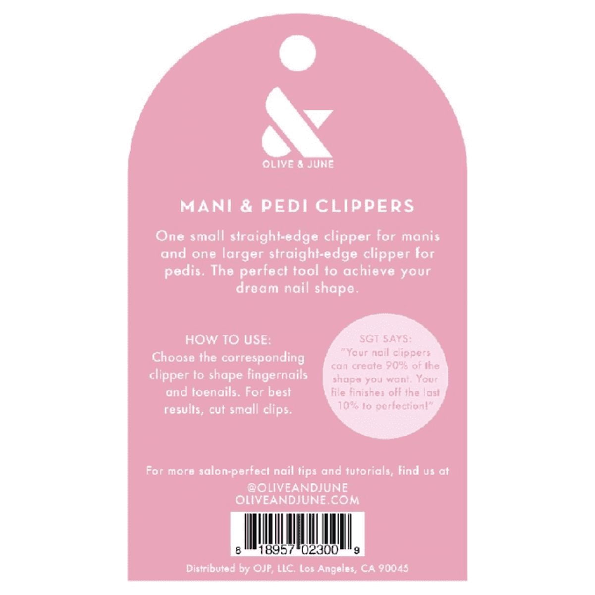 Olive & June Mani & Pedi Clippers, 2 Count, Pink
