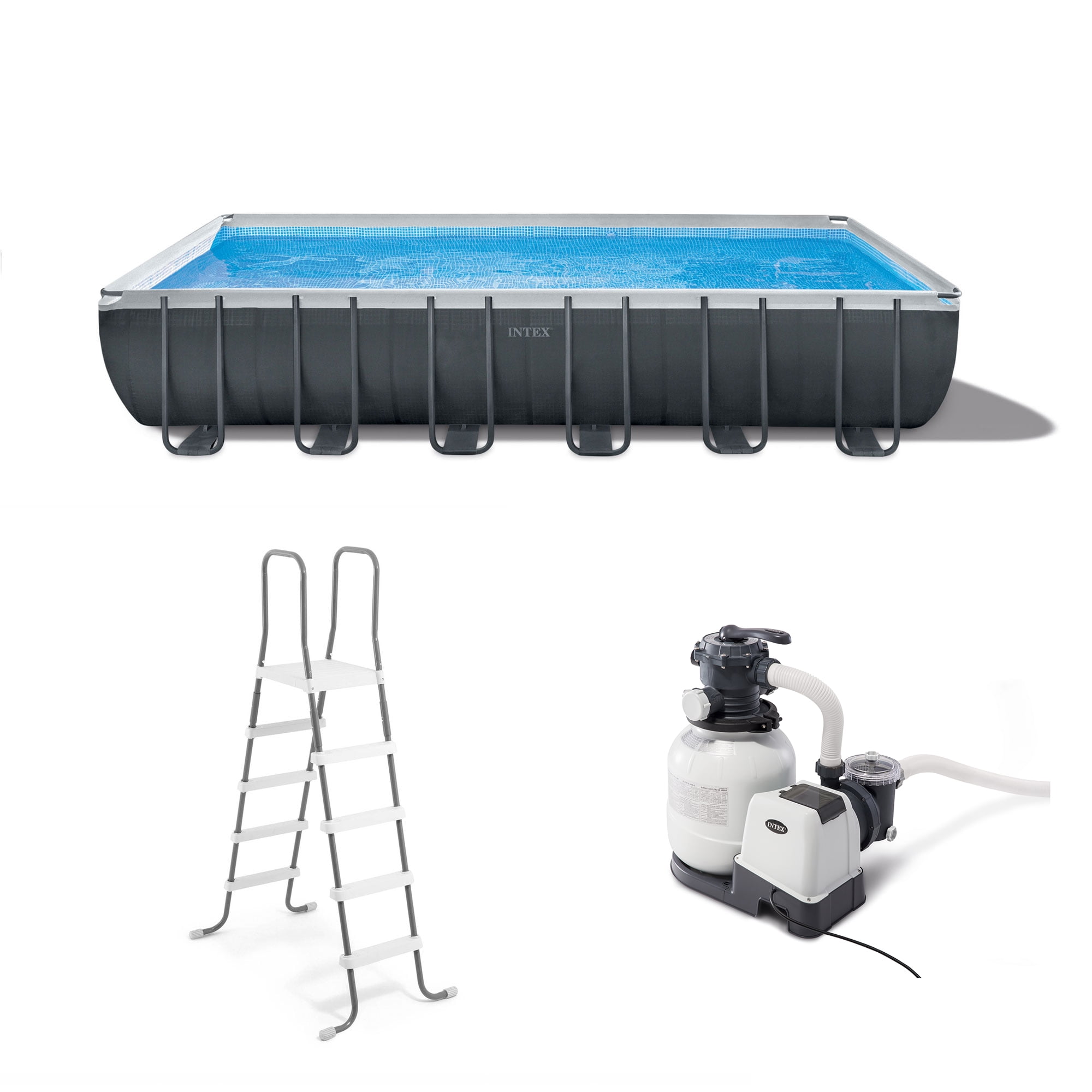 Pump Intex 24' x 12' x 52" Ultra XTR Rectangular Metal Frame Swimming Pool Set 