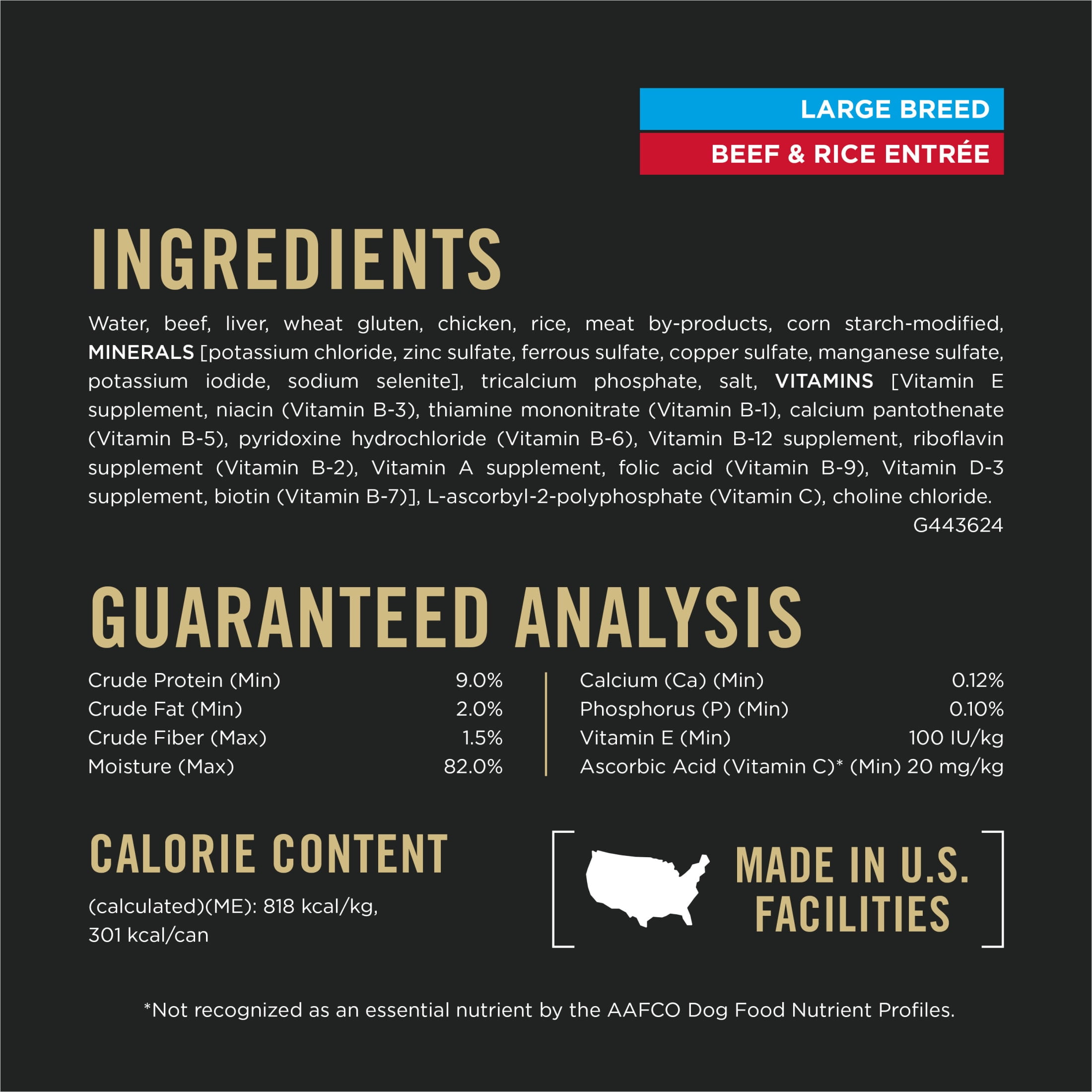 Purina Pro Plan Gravy Large Breed Dog Food, Beef and Rice Entrée, 13 oz Can