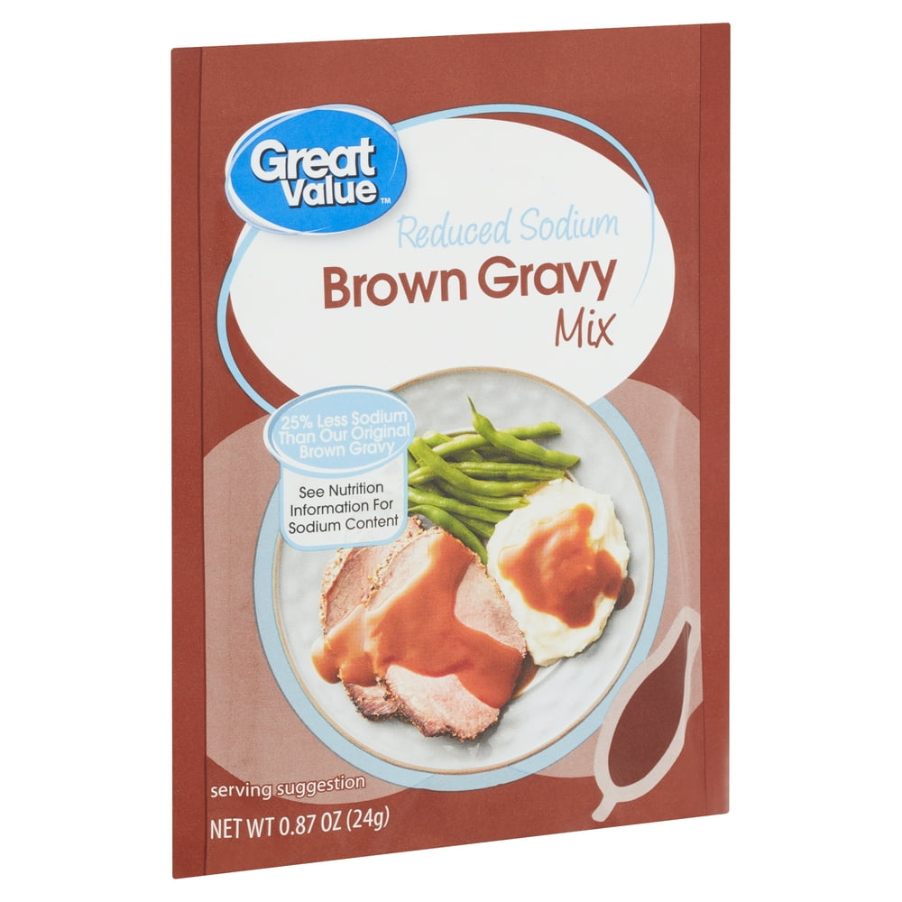 Great Value Reduced Sodium Brown Gravy Mix, 0.87 oz