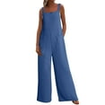 thumbnail image 1 of Cinvoph Combinaison d'Été pour Femmes Décontractée Col Carré Sans Manches Pantalon Large Long avec Poches, 1 of 1