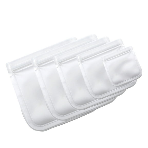 SWETRACE Freezable Snack Bag Sealed Clear Bags Reusable Food Storage Pouches 5Pcs 15.3X15.3Cm