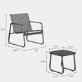 thumbnail image 6 of 3 Pieces Patio Outdoor Conversation Set with Coffee Table, Textilene Chair with glass table, Gray, 6 of 6