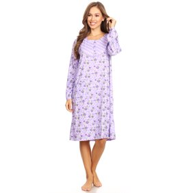 Kojooin Cotton Knit Long Sleeve Nightgown For Women Henley Full