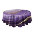 thumbnail image 5 of Purple Gold Marble Pattern Round Tablecloth 60"x60",Wrinkle Wipeable Table Cloth for Kitchen Dining Room Picnic Patio Party, 5 of 6