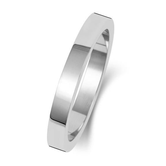 Light 18k White Gold 2.5mm Flat Men/Women Wedding Band/Ring