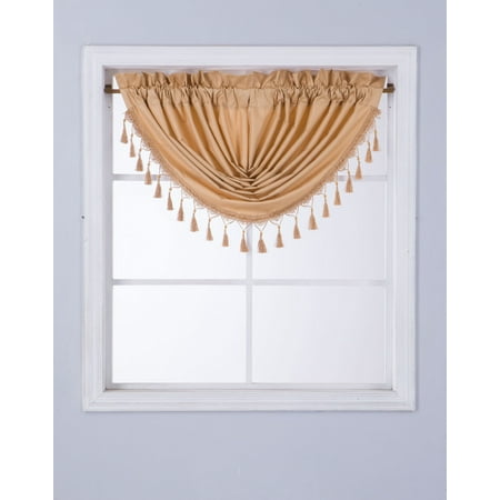 Fall Swag - RS8 1-Piece GOLD Swag Waterfall Insulated Foam Lined Blackout Rod Pocket Window Valance 48