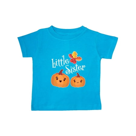 

Inktastic Little Sister Pumpkins with Fall Leaves Gift Baby Girl T-Shirt