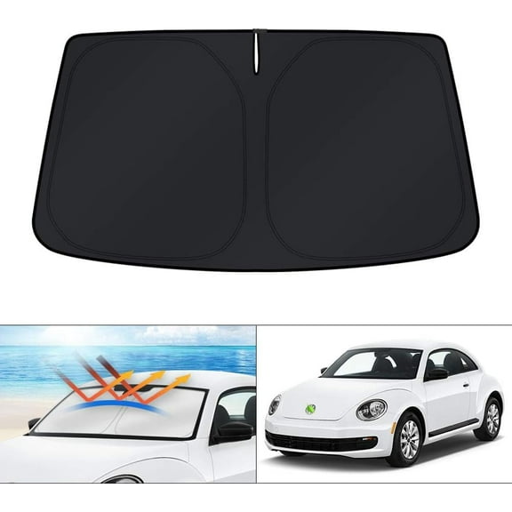 Canvcle Custom Fit Windshield Sun Shade for Volkswagen VW Beetle 2012-2019 Accessories Window Sunshade Visor Protector Foldable Blocks UV Rays Keep Your Car Cooler