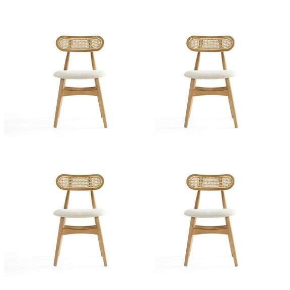 Manhattan Comfort Colbert 18.11" Wood Dining Chair in Natural/Oatmeal (Set of 4)