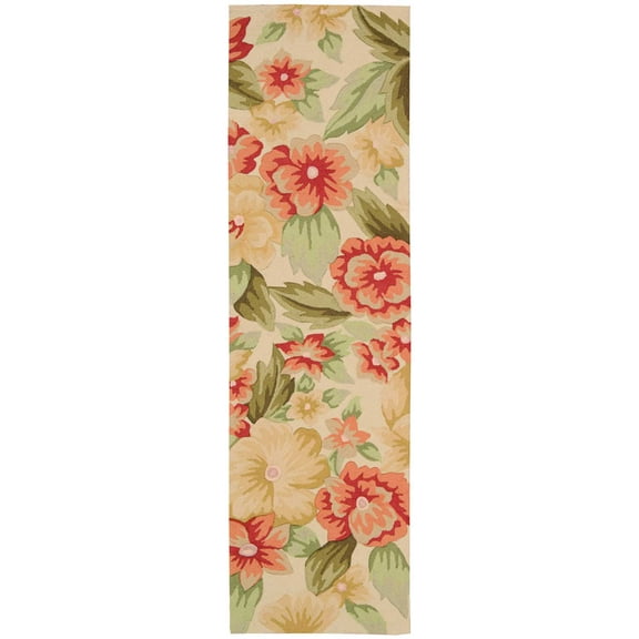 Nourison Fantasy Floral Modern Cream 2'3" x 8' Area Rug, (8' Runner)