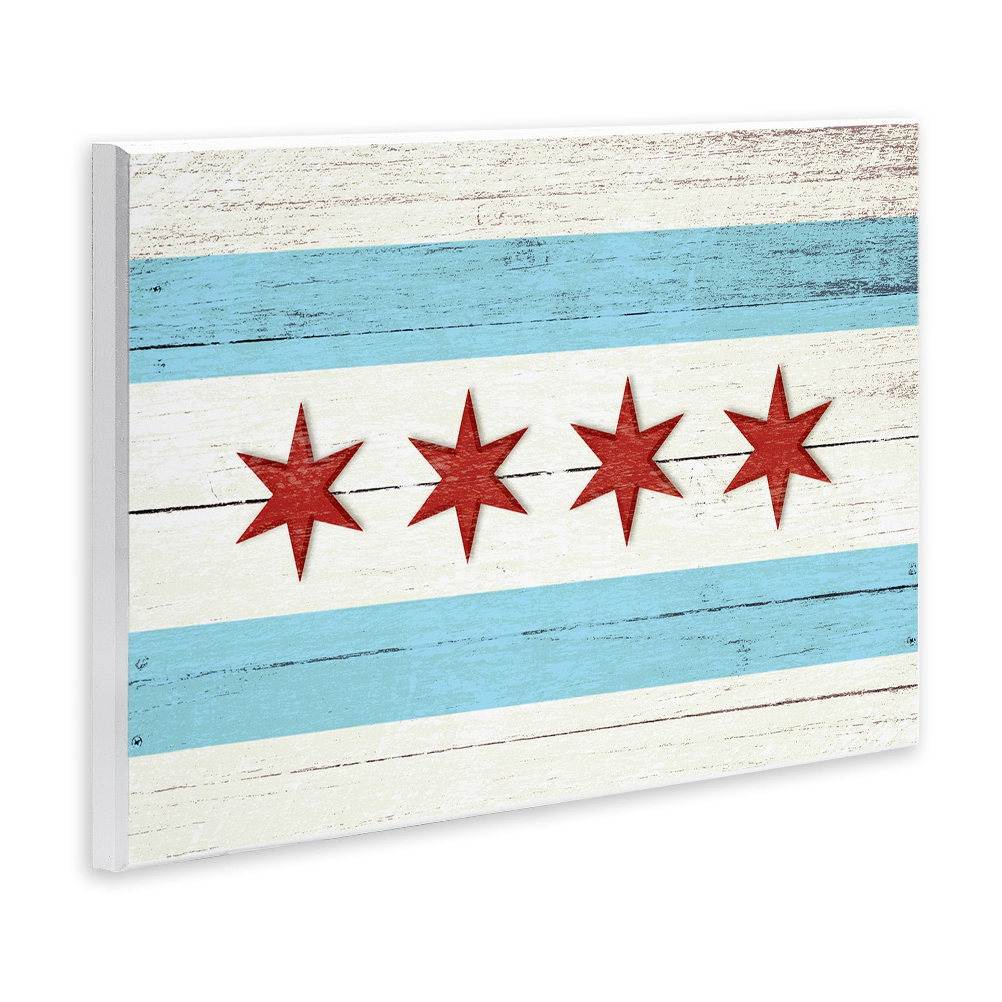 The Stupell Home Decor Collection Chicago Flag Distressed Wood Look Wall Plaque Art, 10 x 0.5 x 15