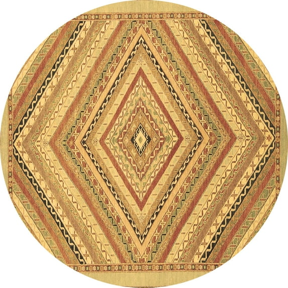 Ahgly Company Indoor Round Abstract Brown Modern Area Rugs, 5' Round